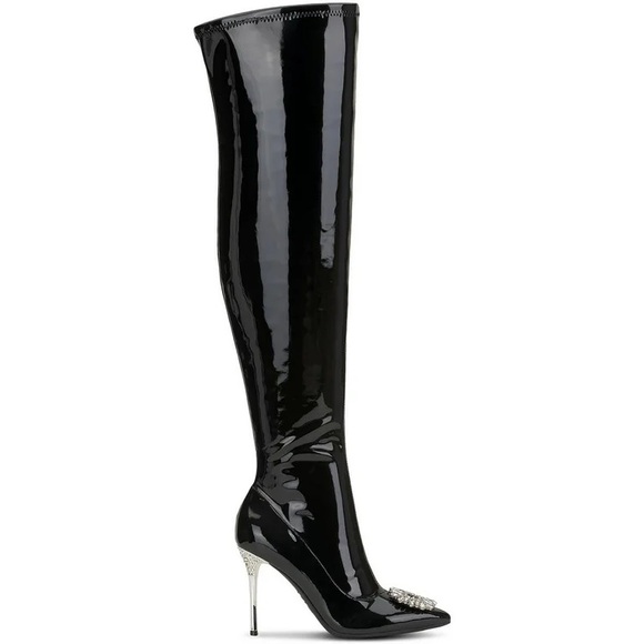 INC International Concepts Black Over the Knee Stiletto Boots - Picture 3 of 12